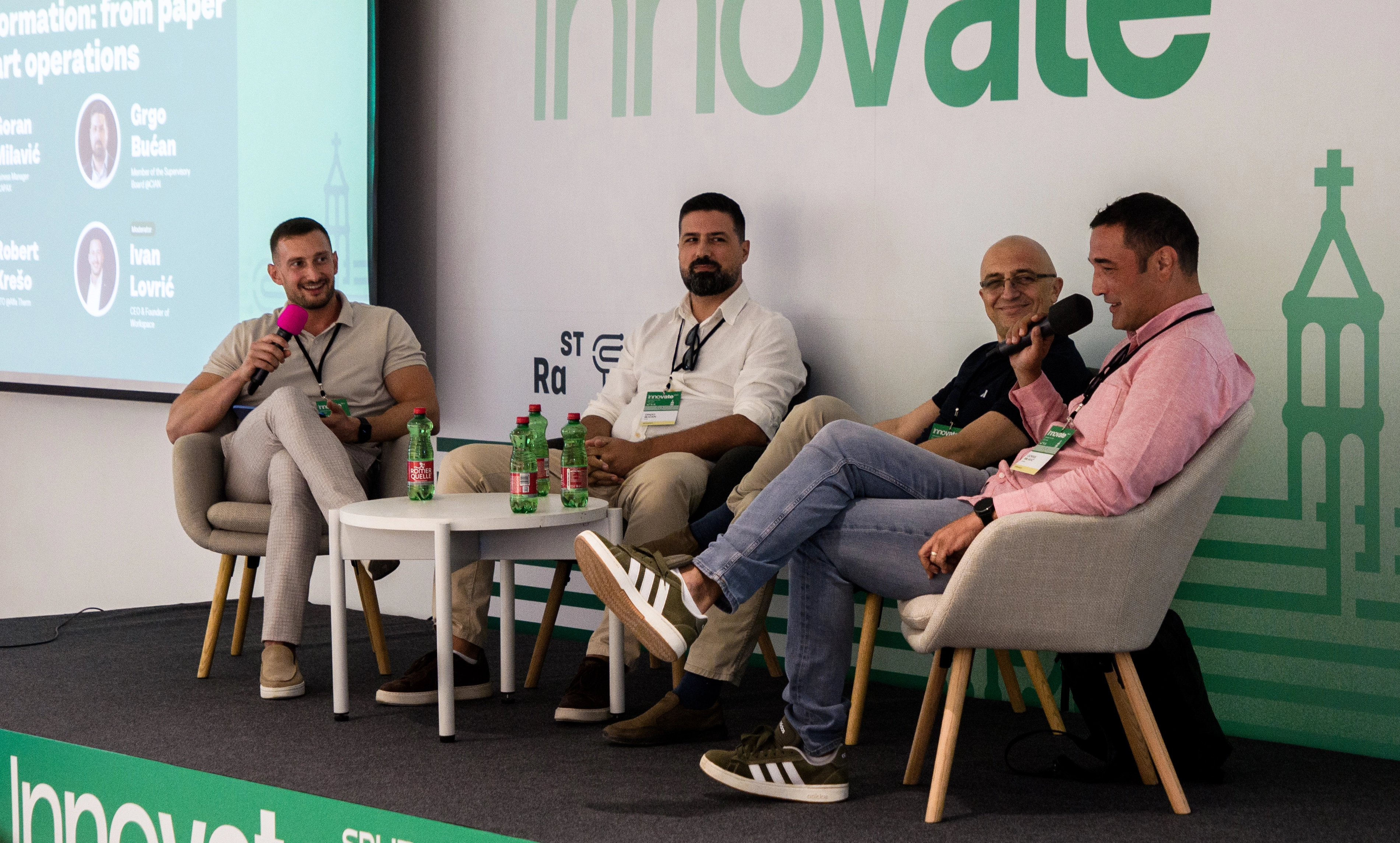 Goran Milavić, Grgo Bućan and Robert Krešo on stage with Ivan Lovrić